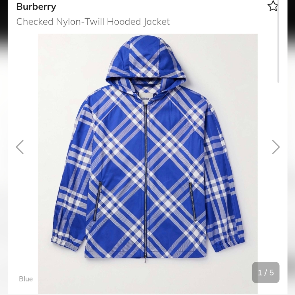 Burberry Men's Blue Plaid Utility Jacket